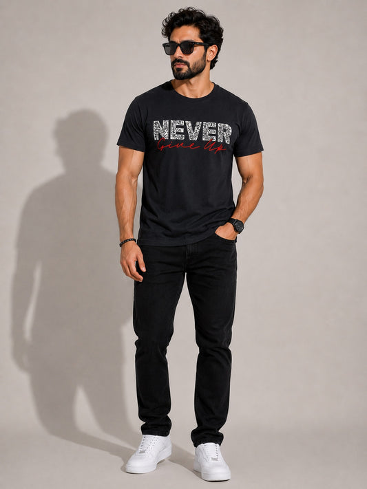 CARIBOUELK Men's Never Give-Up Regular Fit T-Shirt