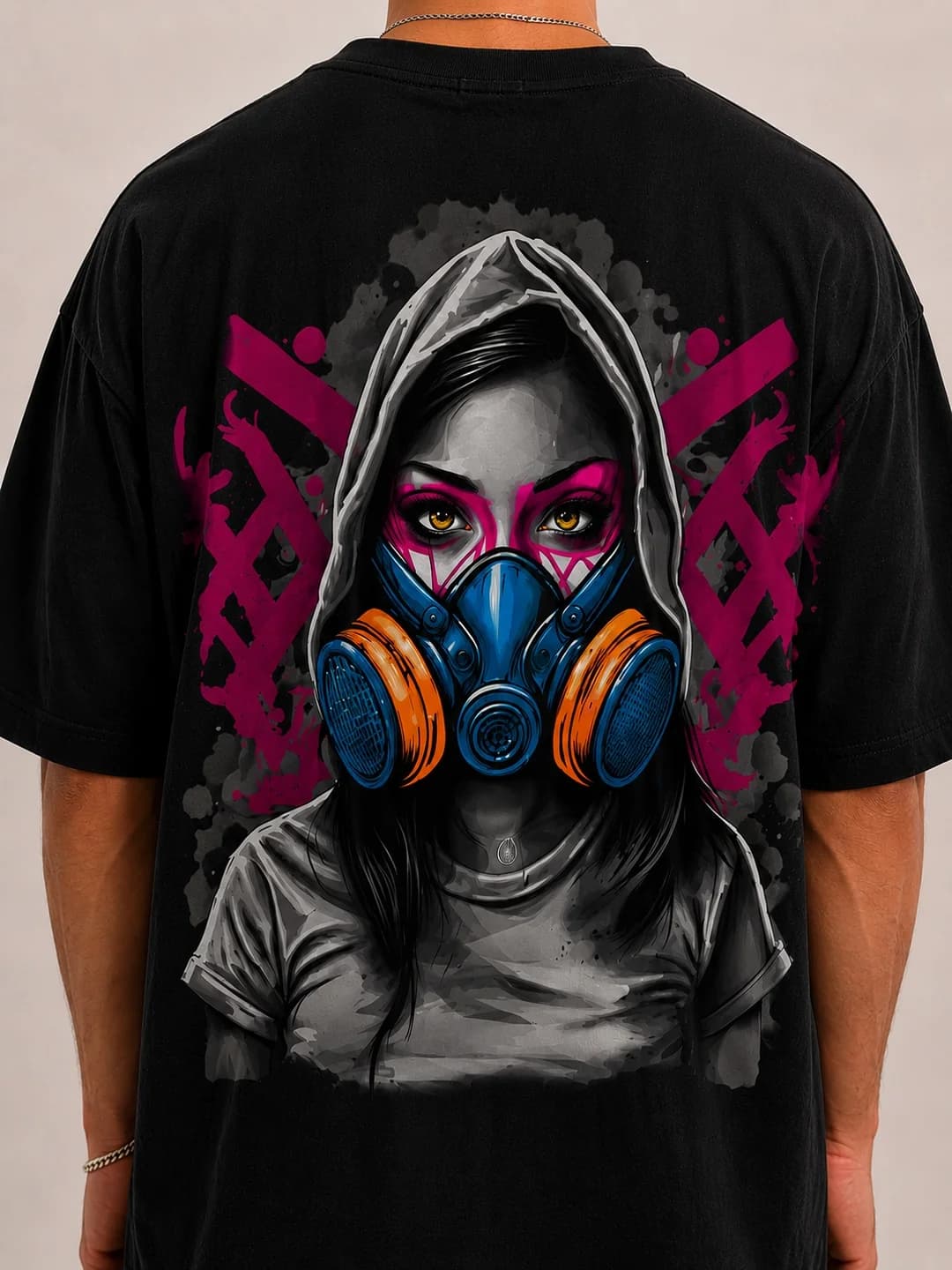 Caribouelk REBEL — Gas Mask Print Oversized T-Shirt