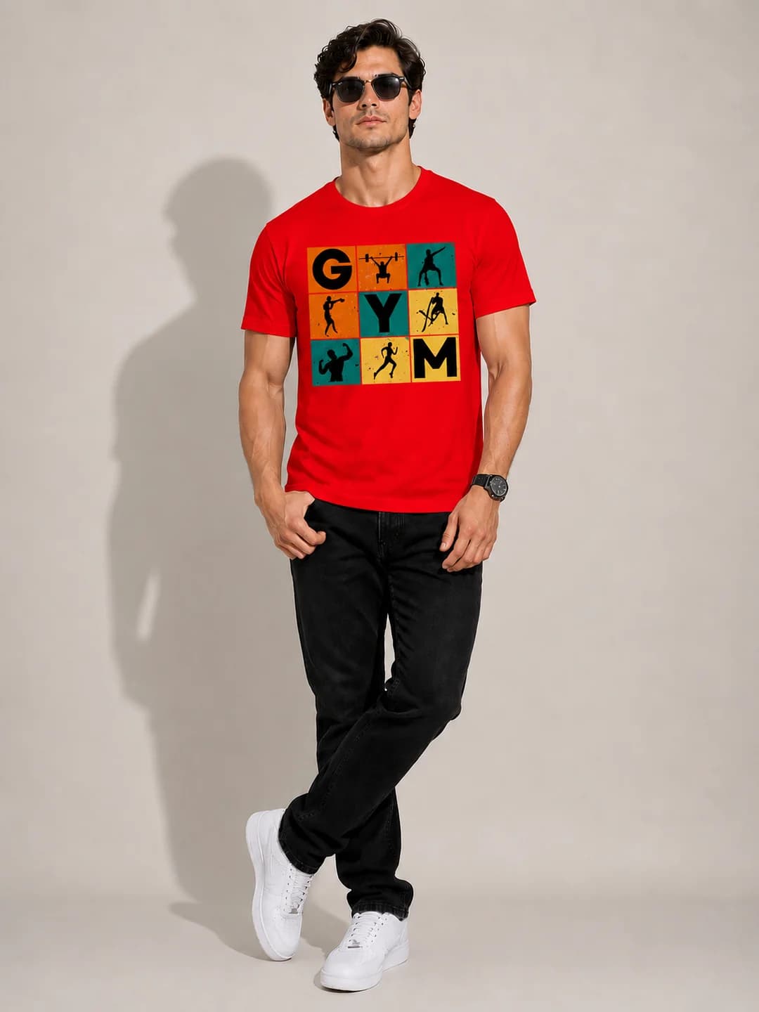 Caribouelk GYM — Retro Block Print Regular Fit T-Shirt