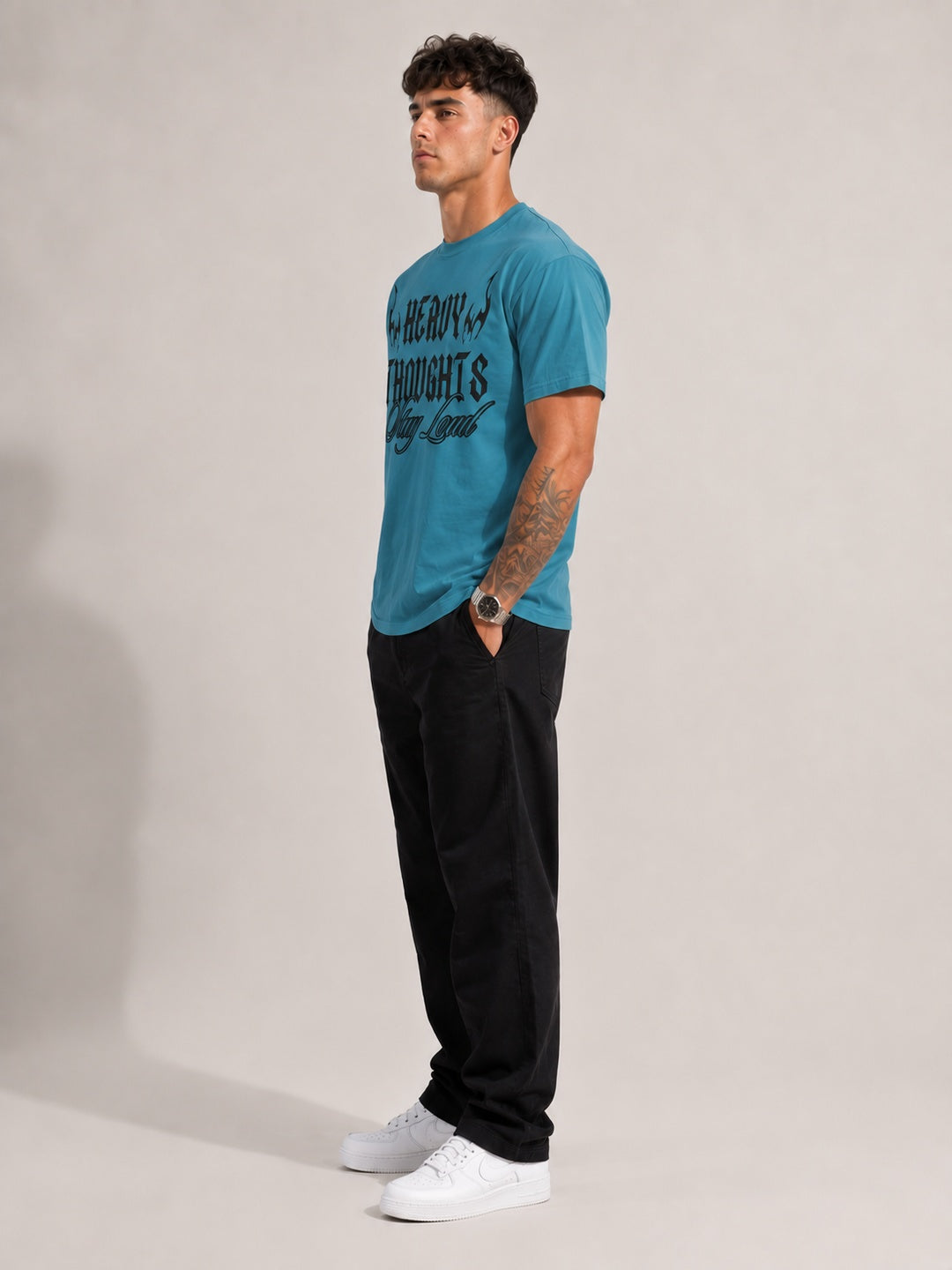 CARIBOUELK Men's Heavy Thoughts  Regular Fit T-Shirt
