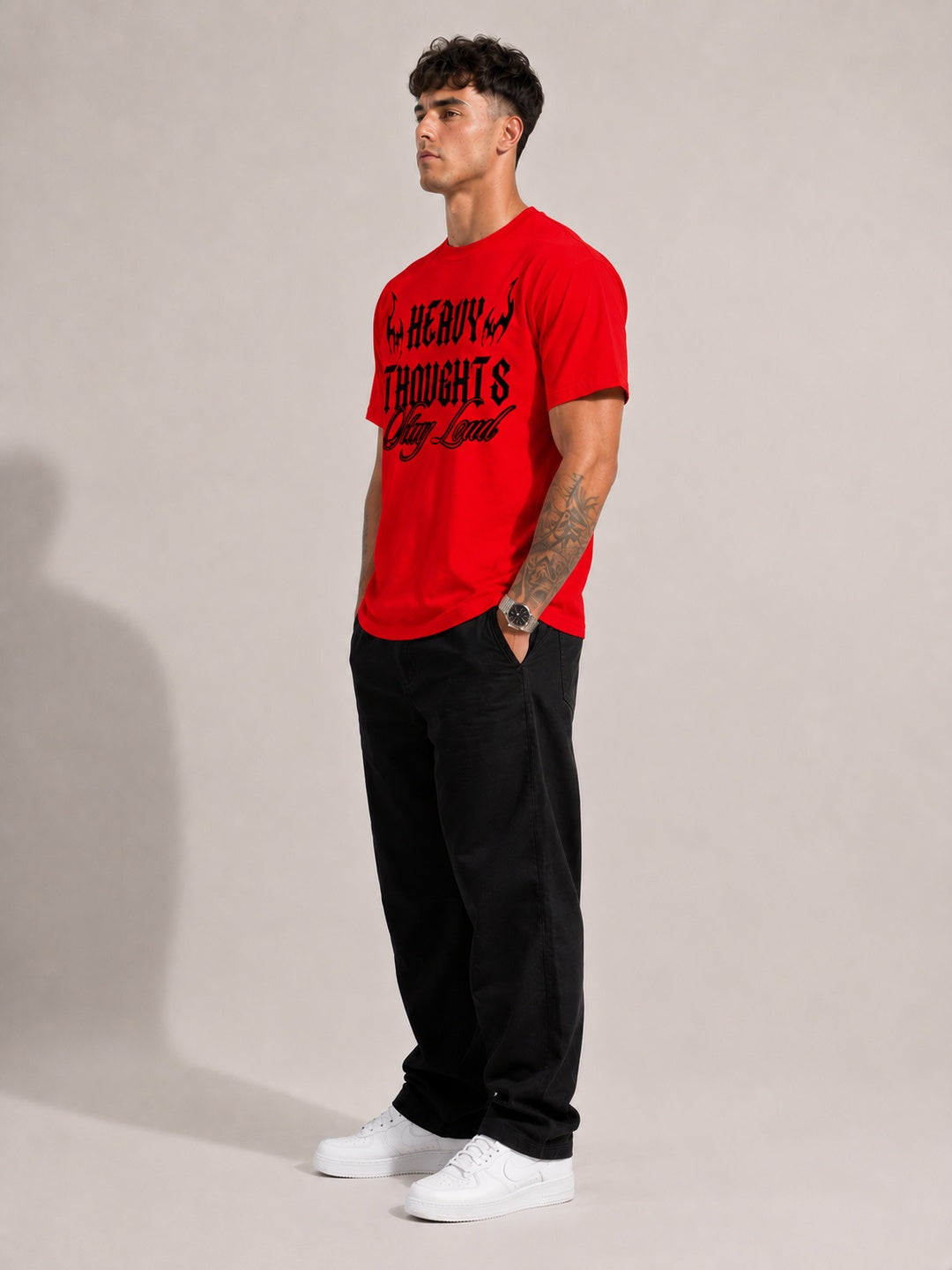 CARIBOUELK Men's Heavy Thoughts  Regular Fit T-Shirt