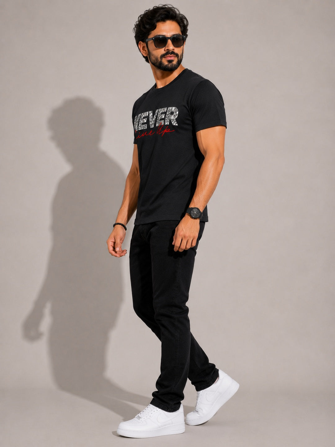 CARIBOUELK Men's Never Give-Up Regular Fit T-Shirt