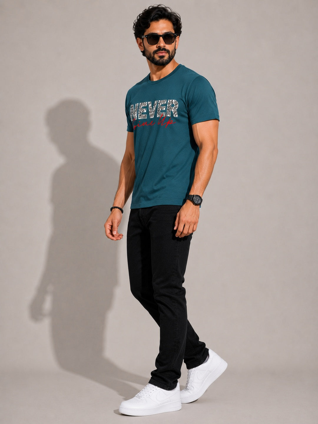 CARIBOUELK Men's Never Give-Up Regular Fit T-Shirt
