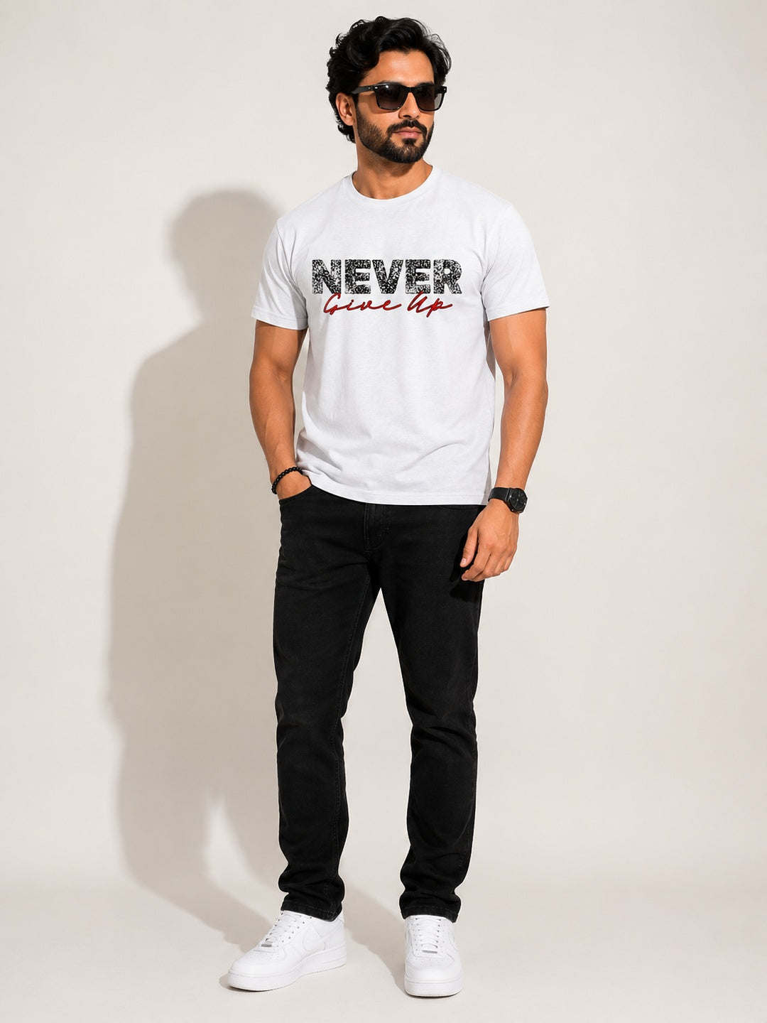 CARIBOUELK Men's Never Give-Up Regular Fit T-Shirt