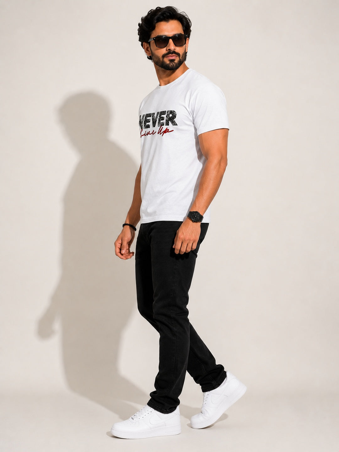 CARIBOUELK Men's Never Give-Up Regular Fit T-Shirt
