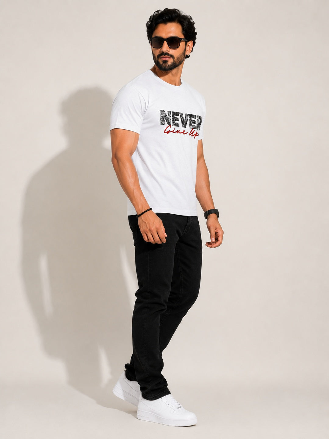 CARIBOUELK Men's Never Give-Up Regular Fit T-Shirt