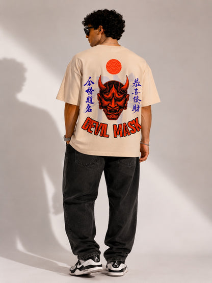 CARIBOUELK Devil Mask Printed Oversized T-Shirt