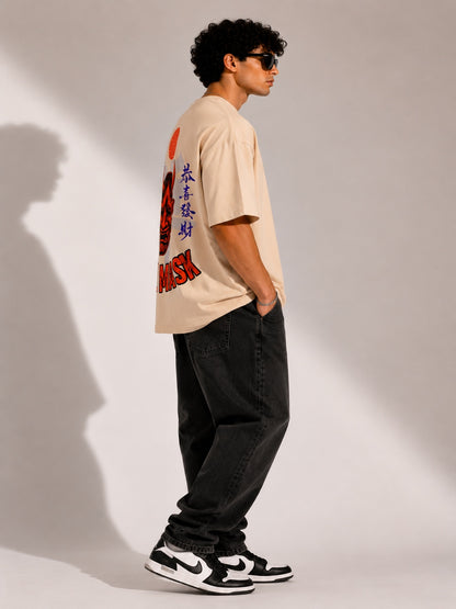 CARIBOUELK Devil Mask Printed Oversized T-Shirt