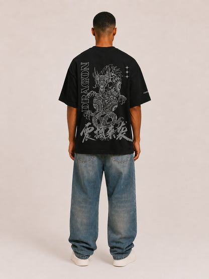 CARIBOUELK Dragon Printed Oversized T-Shirt