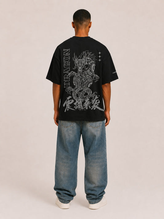 CARIBOUELK Dragon Printed Oversized T-Shirt
