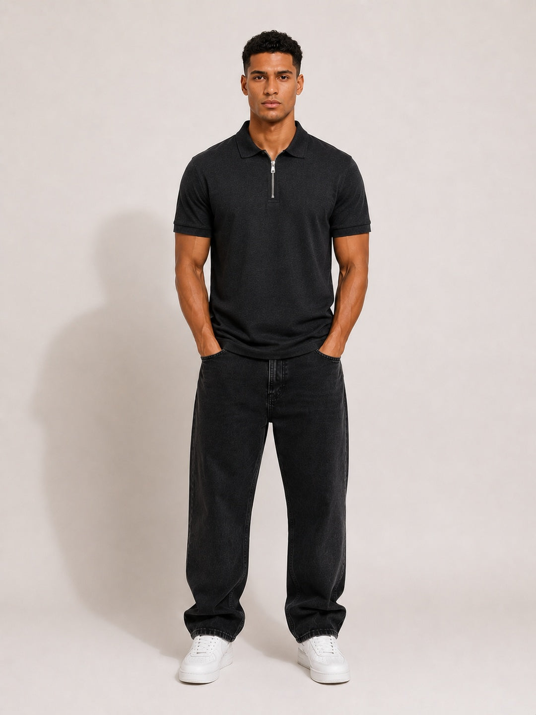 CARIBOUELK Men's Polo Neck Cotton Blend T-Shirt