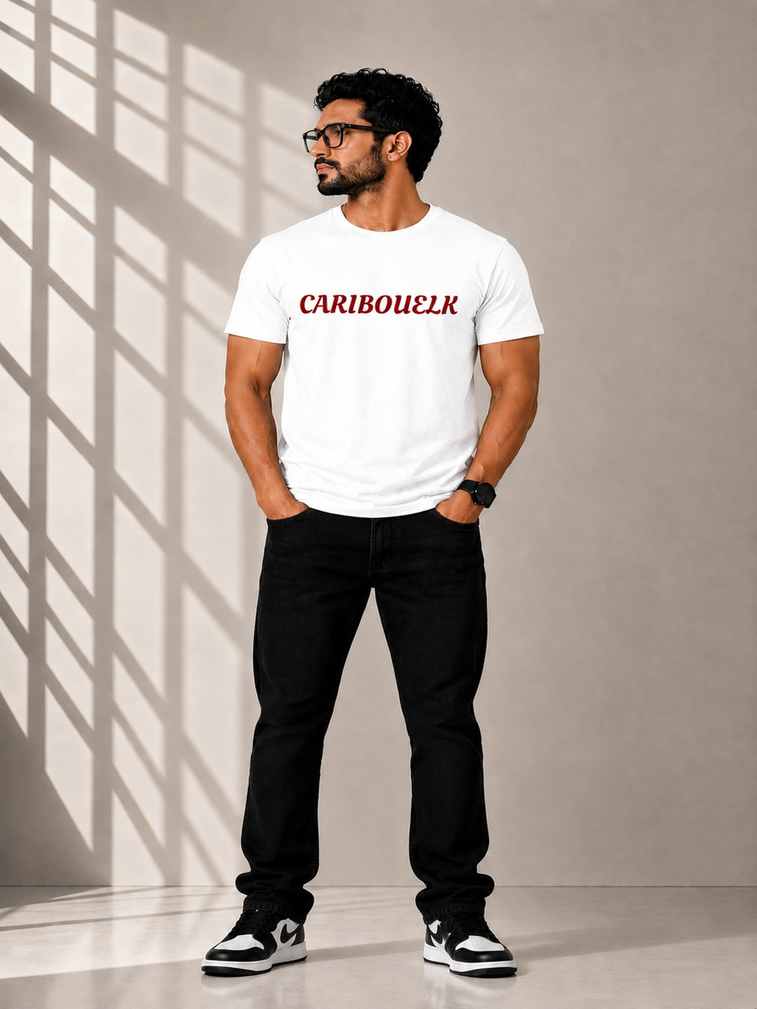 CARIBOUELK Men's Regular Fit Round Neck T-Shirt