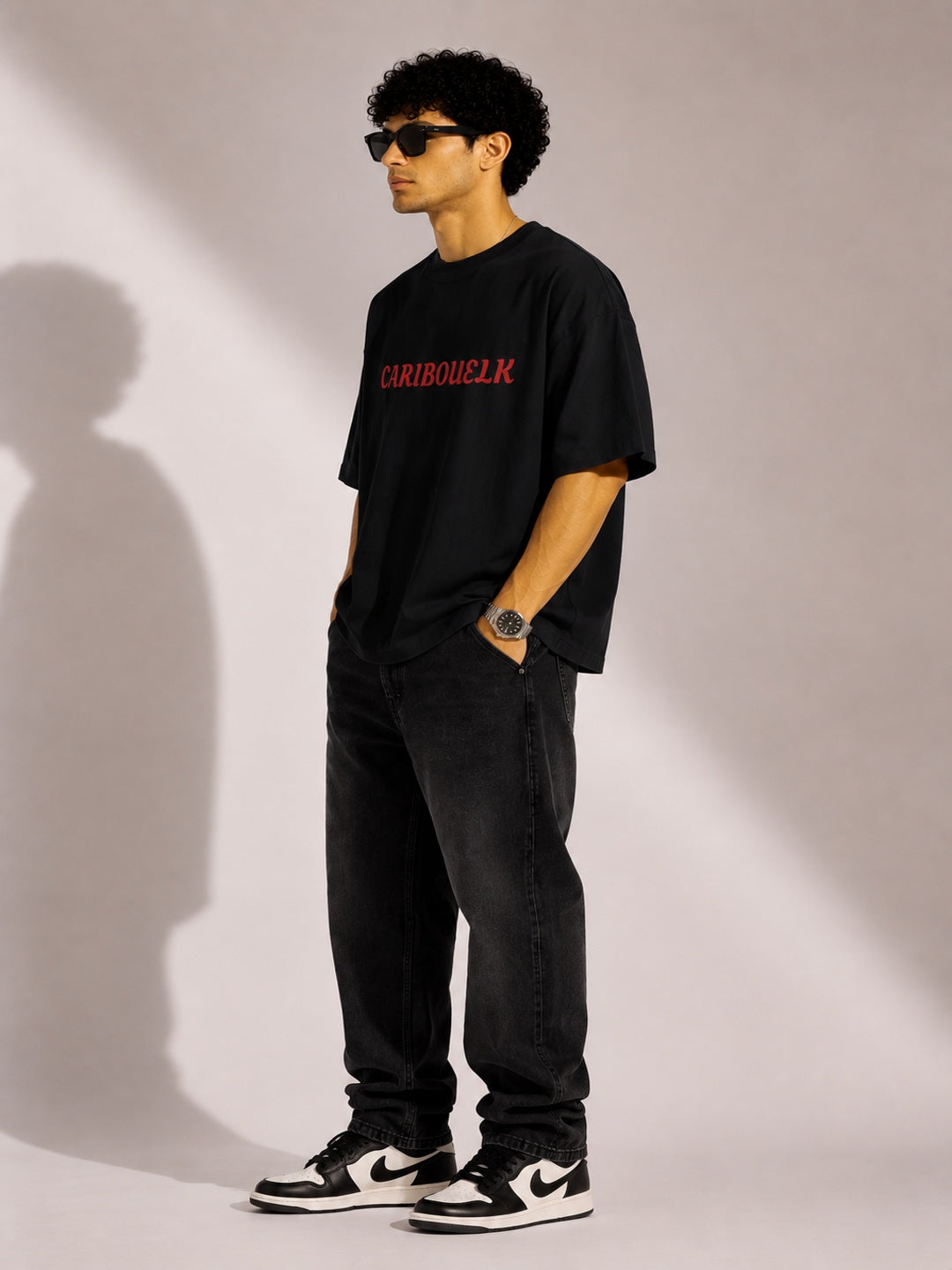 CARIBOUELK Devil Mask Printed Oversized T-Shirt