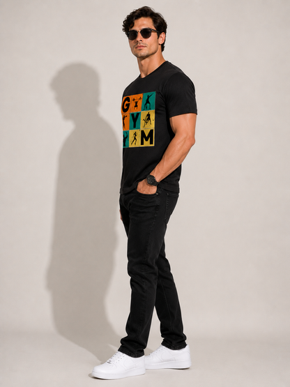 CARIBOUELK Men's Regular Fit Gym Printed T-Shirt