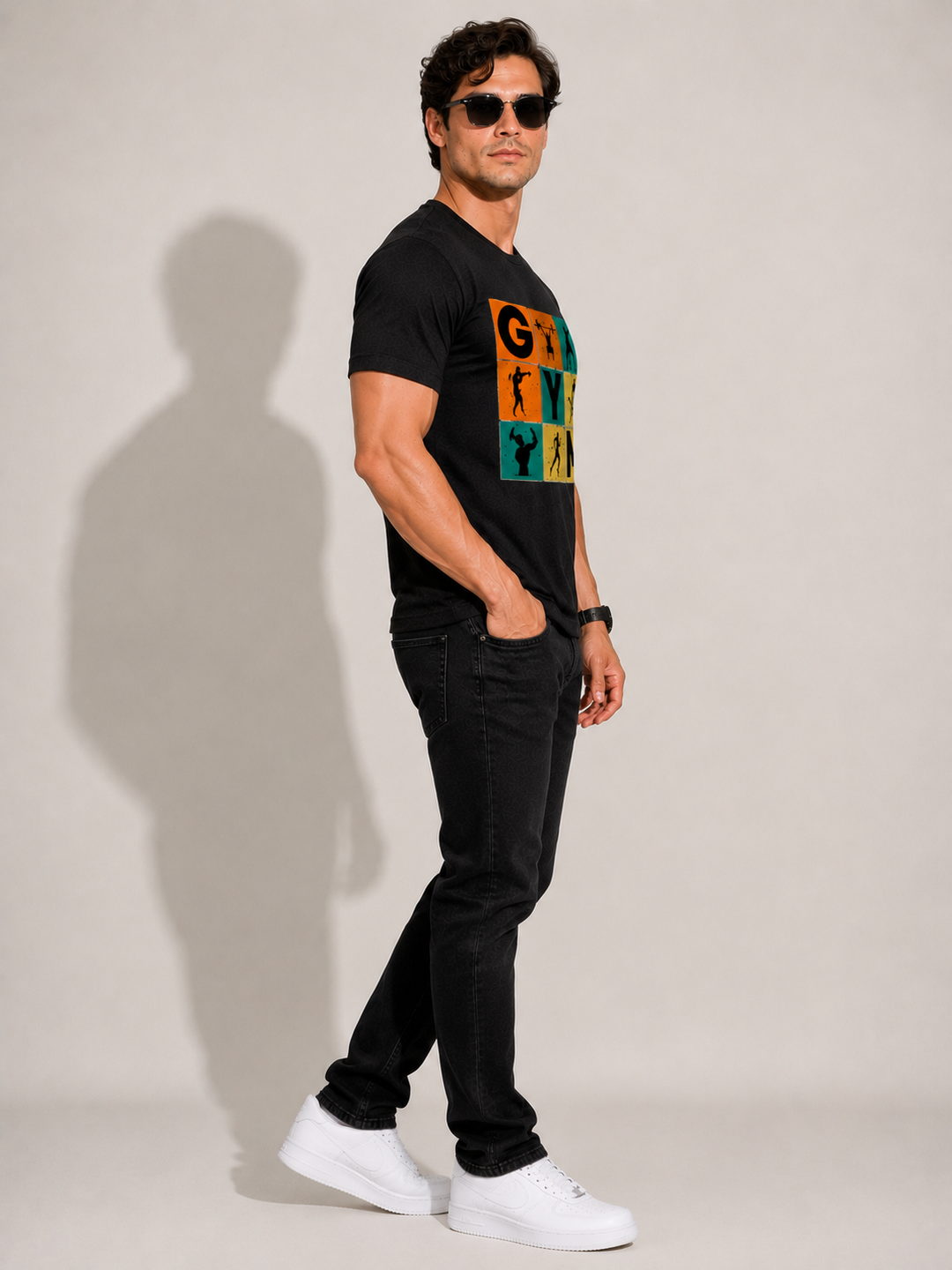 CARIBOUELK Men's Regular Fit Gym Printed T-Shirt