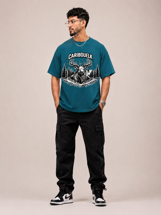 CARIBOUELK Men's Regular Fit Graphic Printed T-Shirt