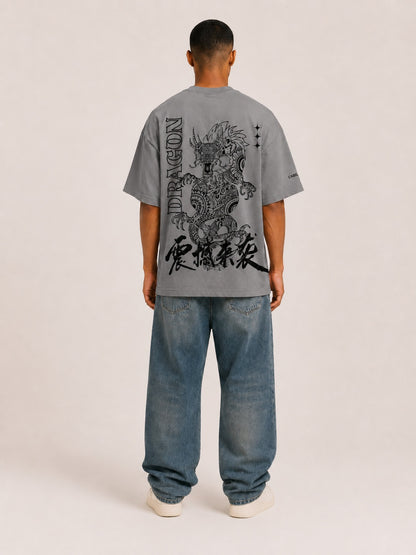 CARIBOUELK Dragon Printed Oversized T-Shirt