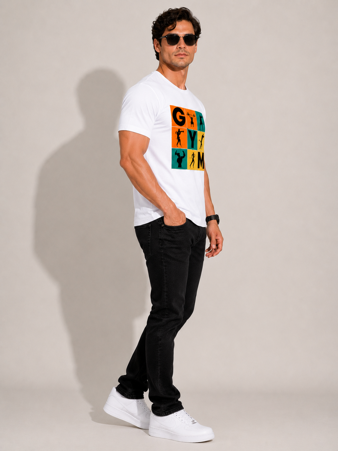 CARIBOUELK Men's Regular Fit Gym Printed T-Shirt