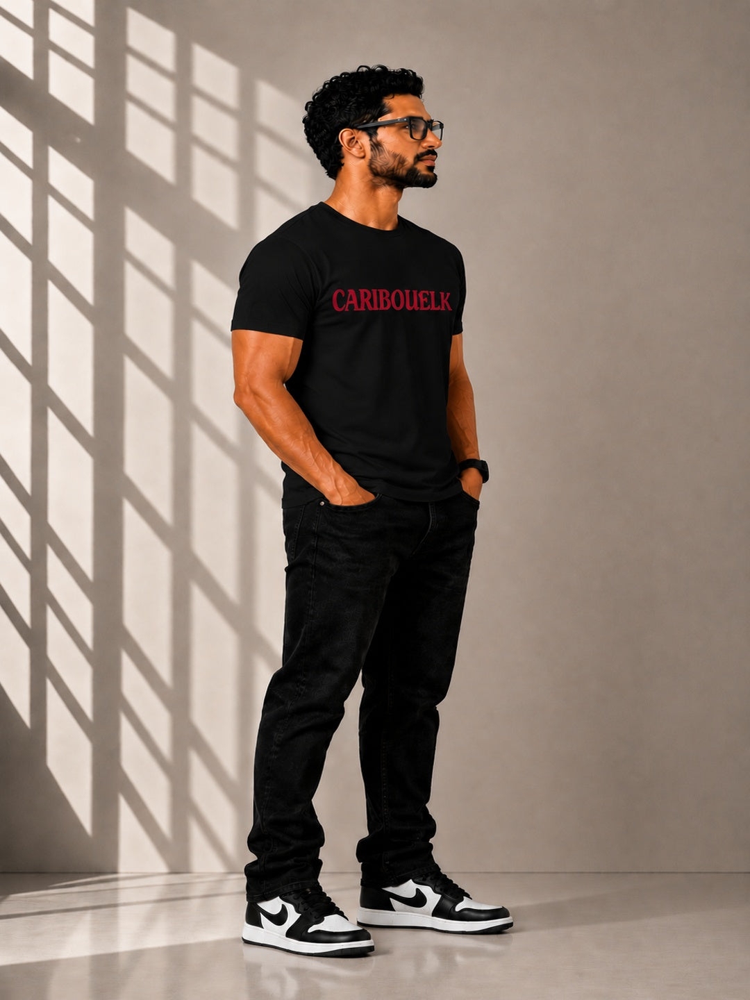 CARIBOUELK Men's Regular Fit Round Neck T-Shirt
