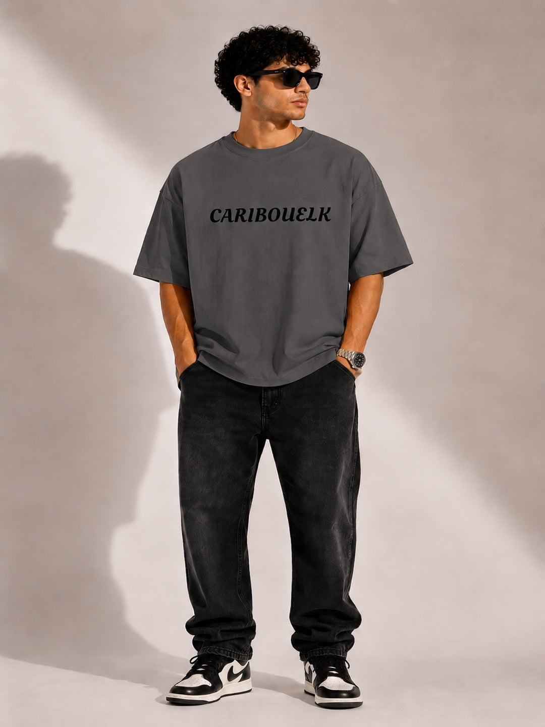 CARIBOUELK Devil Mask Printed Oversized T-Shirt