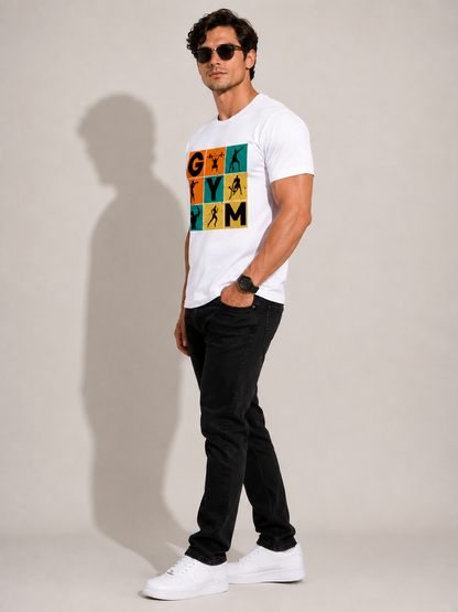 CARIBOUELK Men's Regular Fit Gym Printed T-Shirt