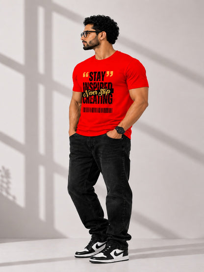 CARIBOUELK Men's Stay Inspired Regular Fit T-Shirt