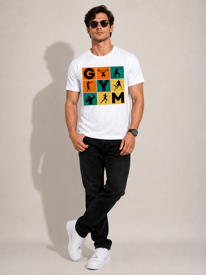 CARIBOUELK Men's Regular Fit Gym Printed T-Shirt