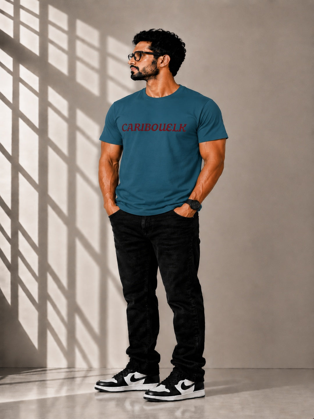 CARIBOUELK Men's Regular Fit Round Neck T-Shirt