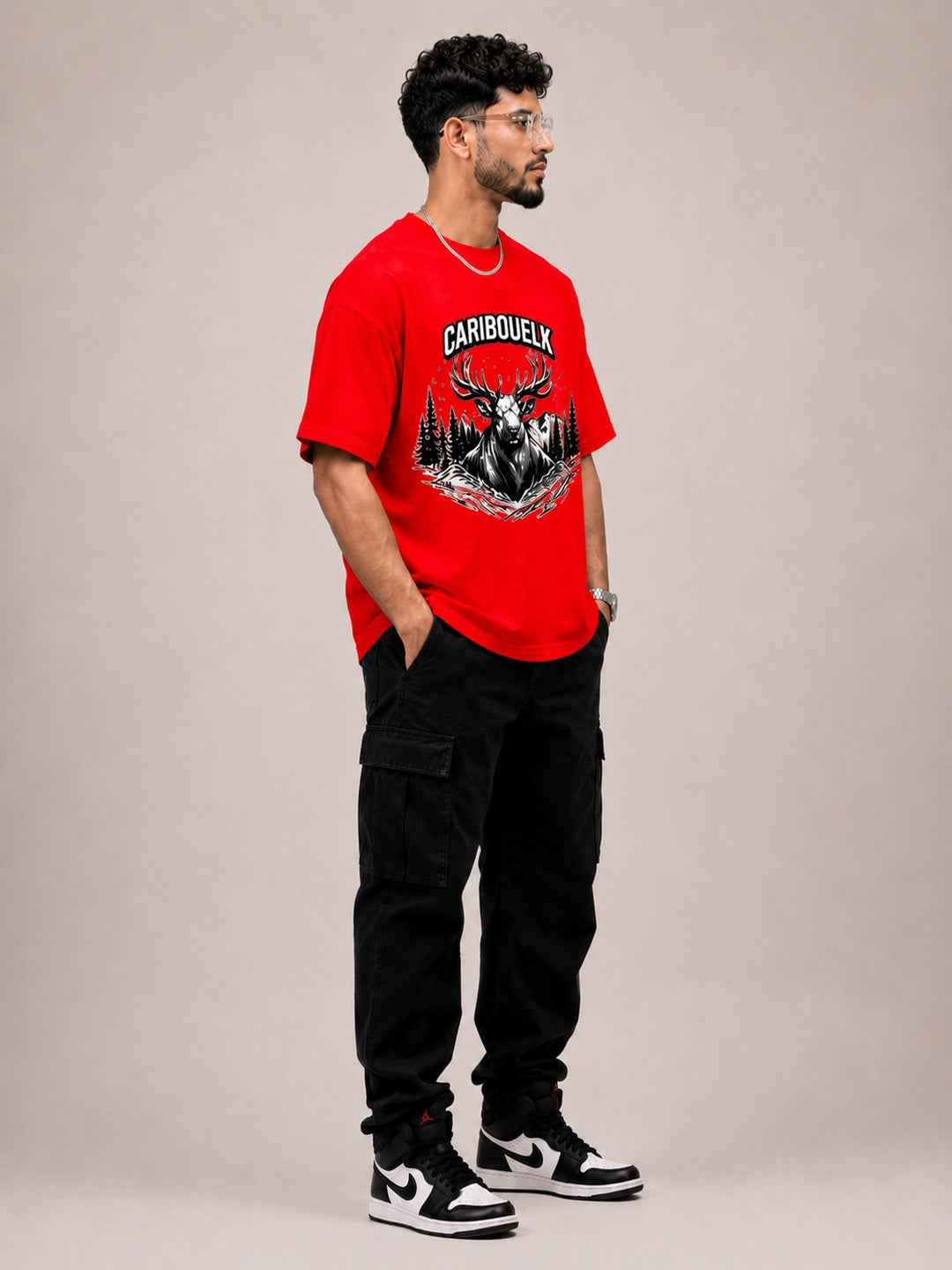 CARIBOUELK Men's Regular Fit Graphic Printed T-Shirt