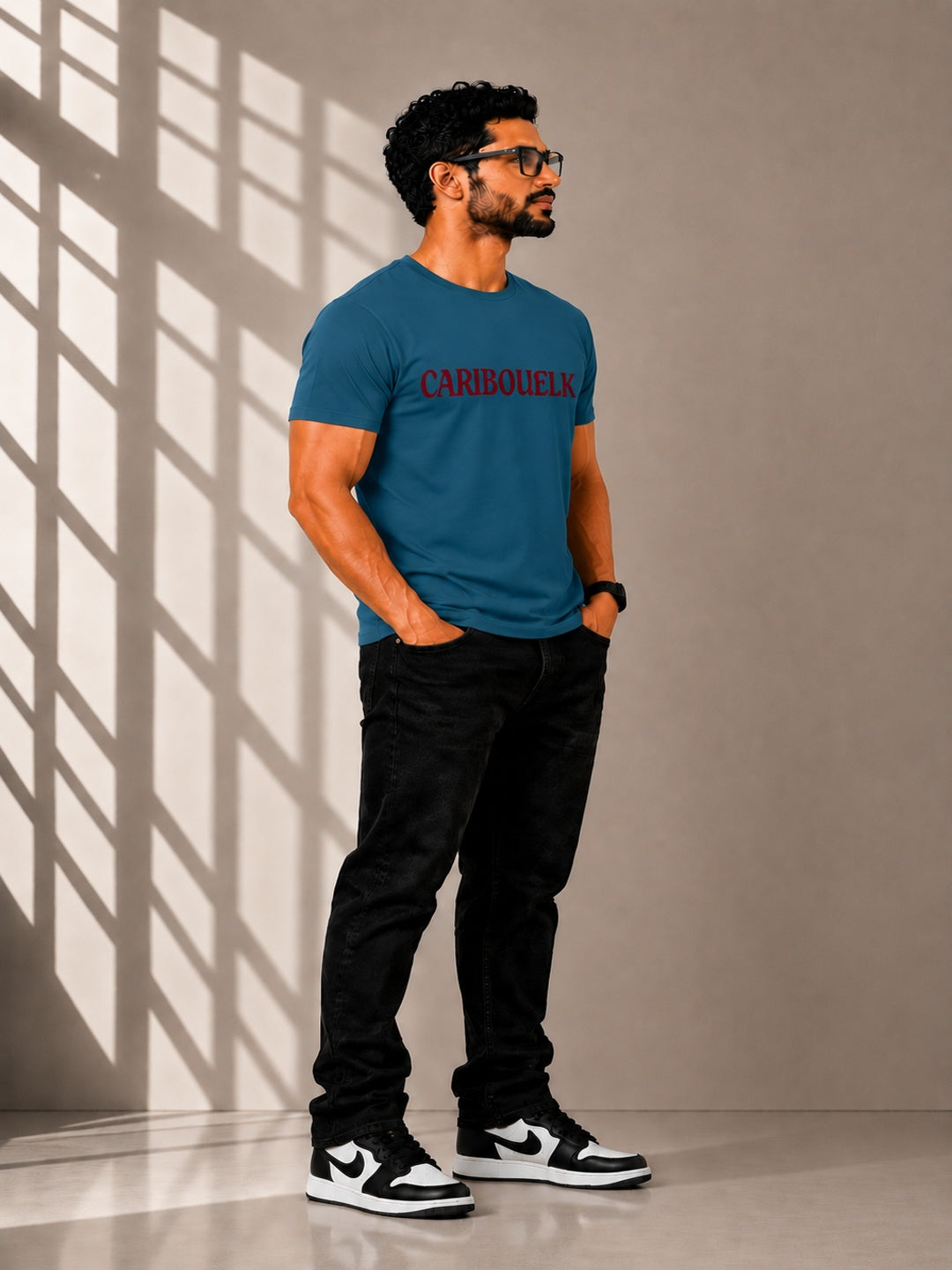 CARIBOUELK Men's Regular Fit Round Neck T-Shirt
