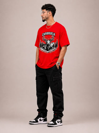 CARIBOUELK Men's Regular Fit Graphic Printed T-Shirt