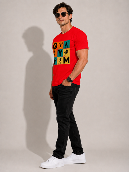 CARIBOUELK Men's Regular Fit Gym Printed T-Shirt