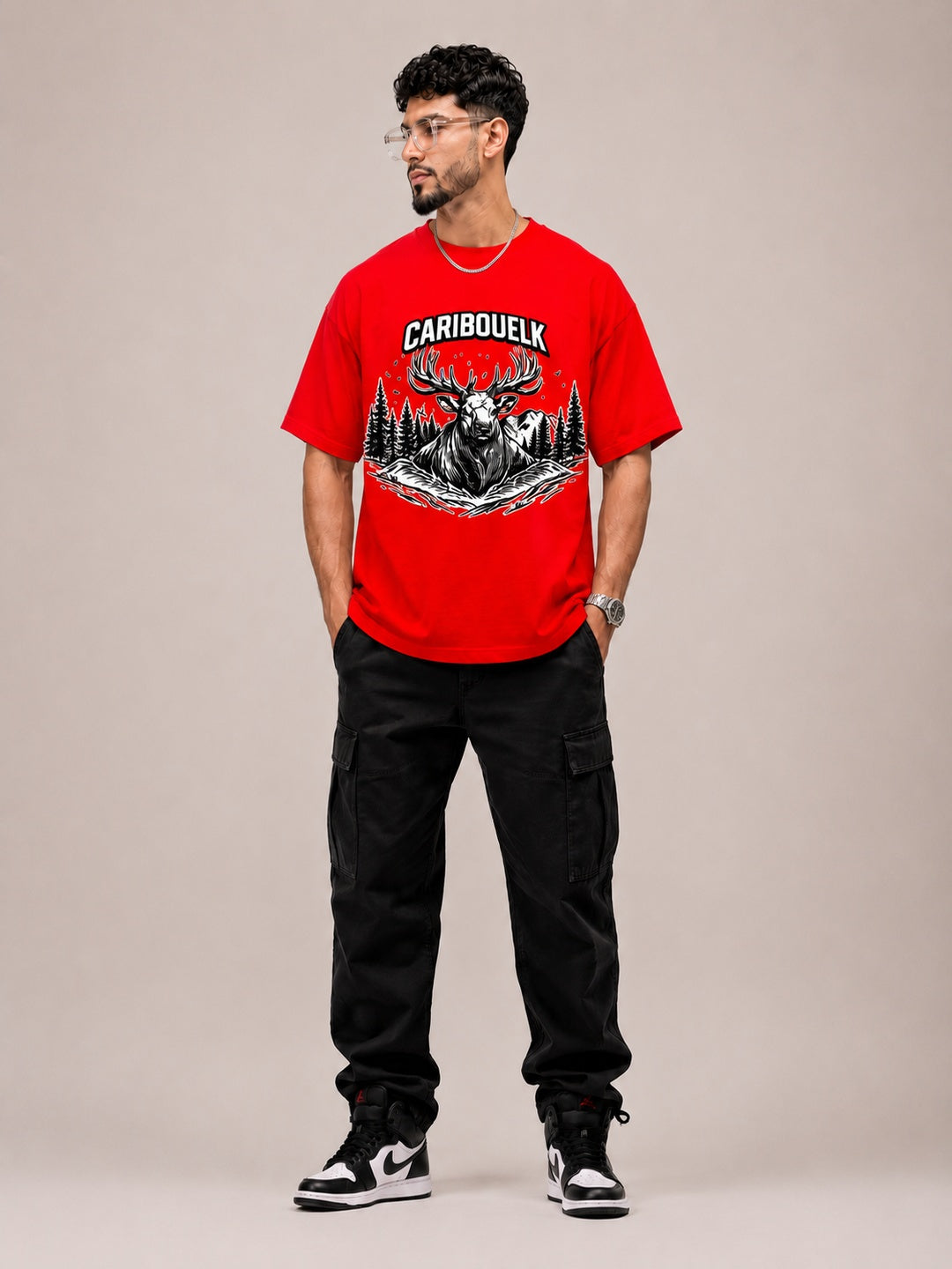 CARIBOUELK Men's Regular Fit Graphic Printed T-Shirt