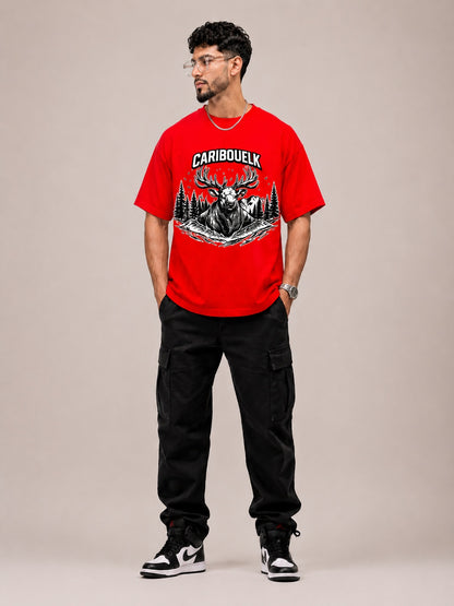 CARIBOUELK Men's Regular Fit Graphic Printed T-Shirt