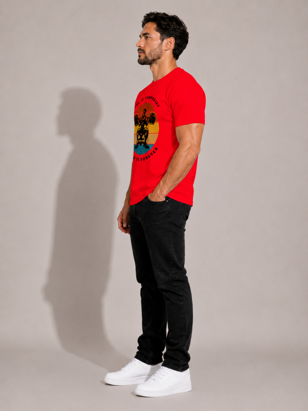 CARIBOUELK Men's Regular Fit Gym Wear Cotton T-Shirt